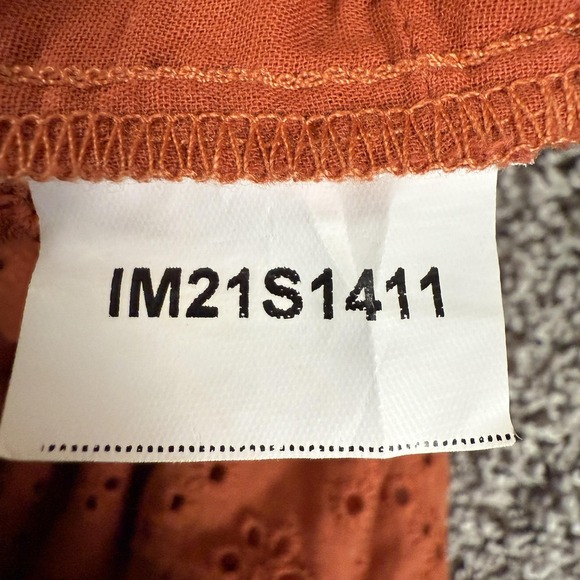 MinkPink Orange Eyelet Puff Sleeve Wrap Crop‎ Top Medium Bohemian Cottagecore - Picture 7 of 8